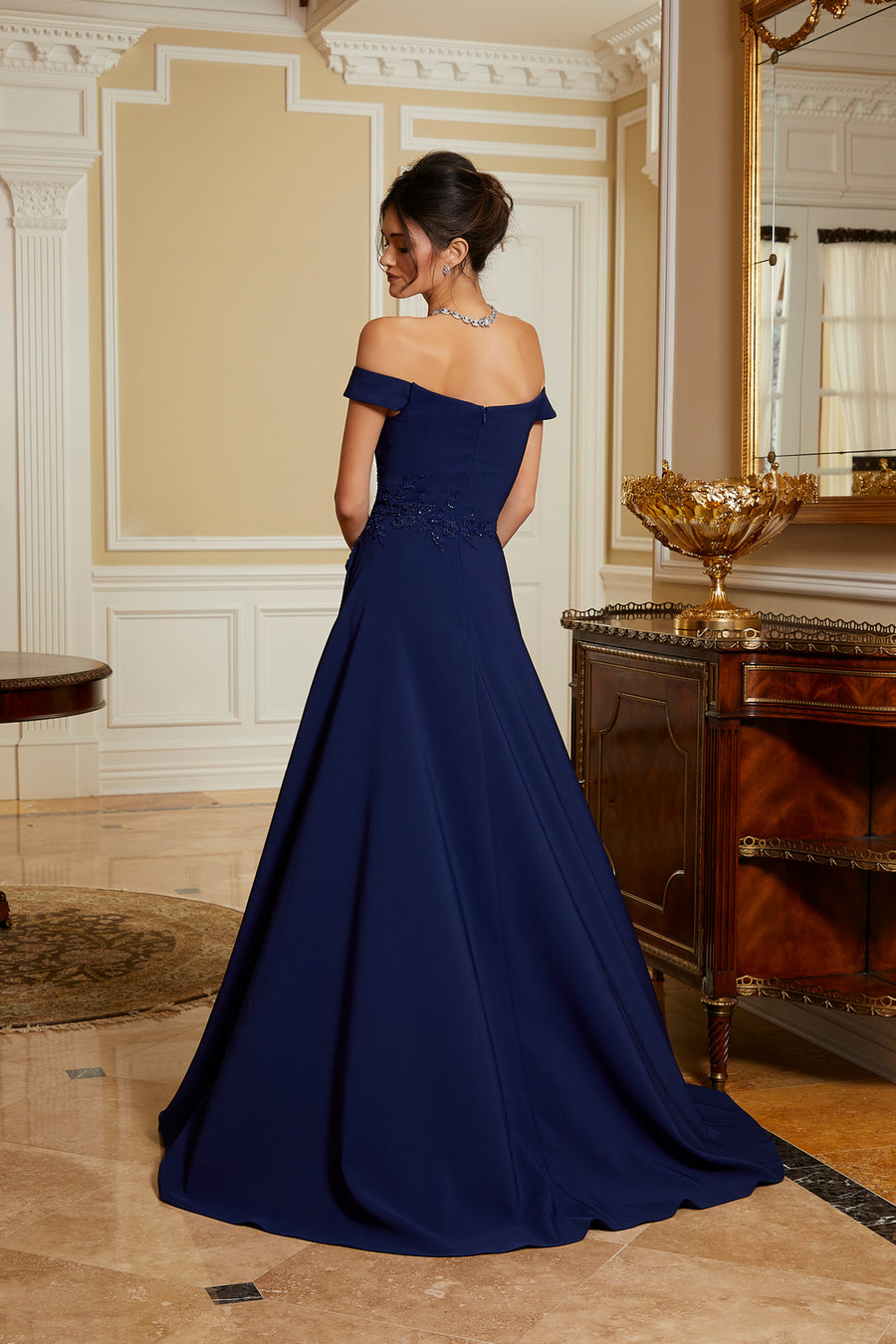 Formal Dresses Beaded Long Formal Evening Gown Navy