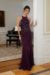 Formal Dresses Long Formal 3D Floral Evening Gown Eggplant