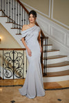 Mother of the Bride Dresses Long Beaded Formal Evening Dress Silver