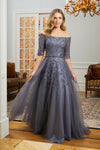 Formal Dresses Long Formal Gown with Detachable Overskirt Dusk