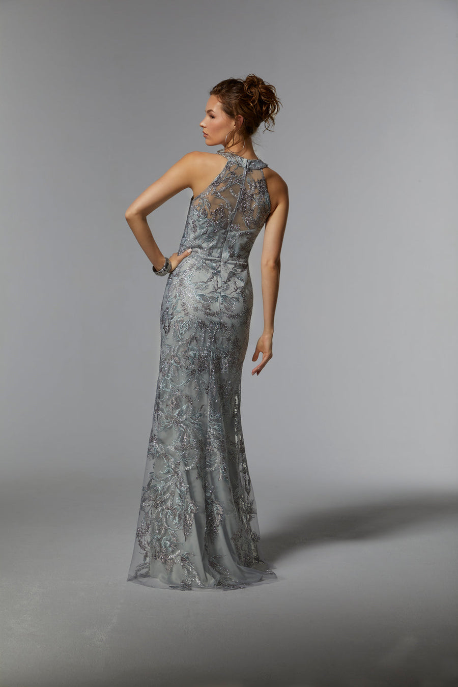 Formal Dresses Long Formal Beaded Evening Gown Silver