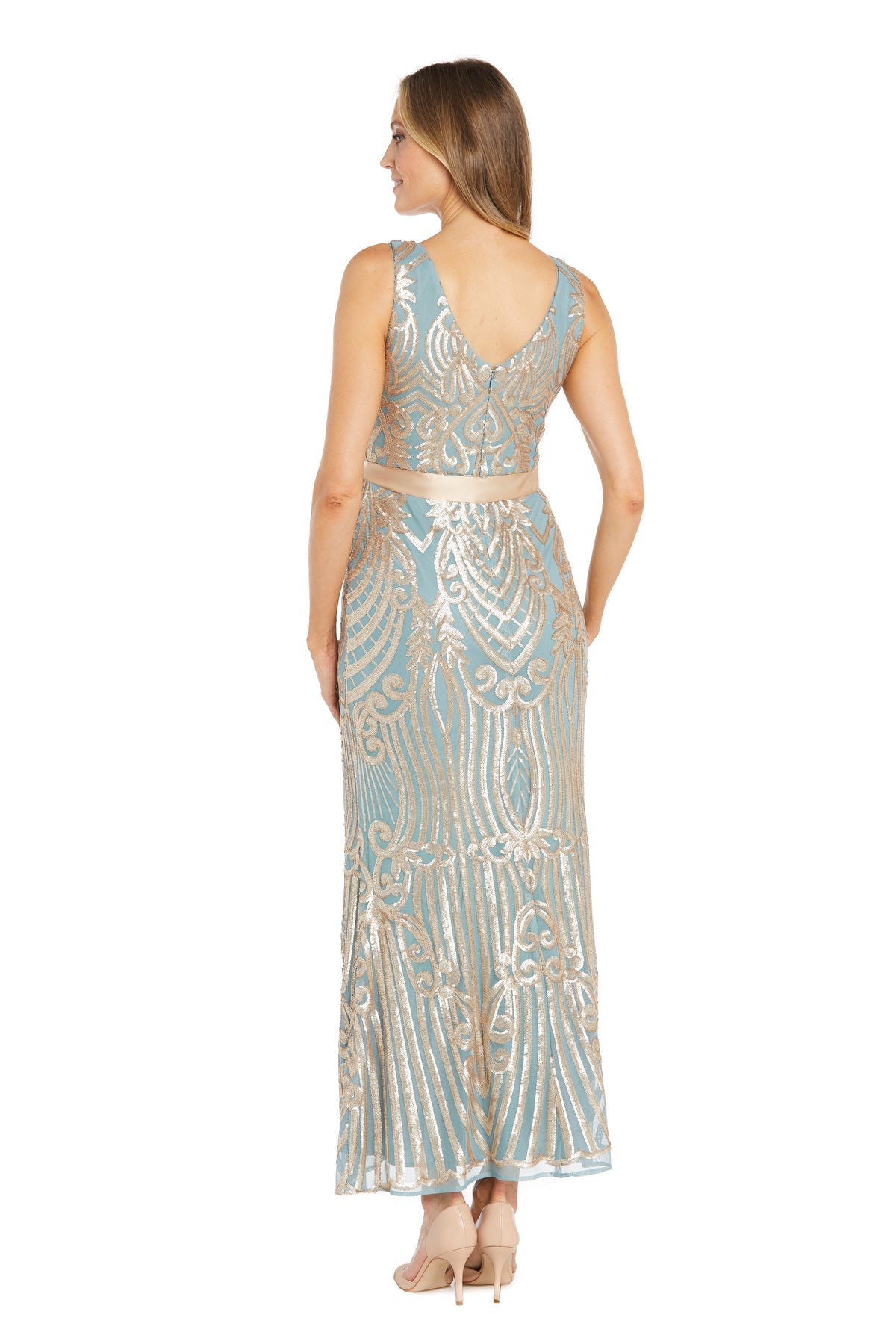 Formal Dresses Long Patterned Sequin Formal Evening Dress Seafoam