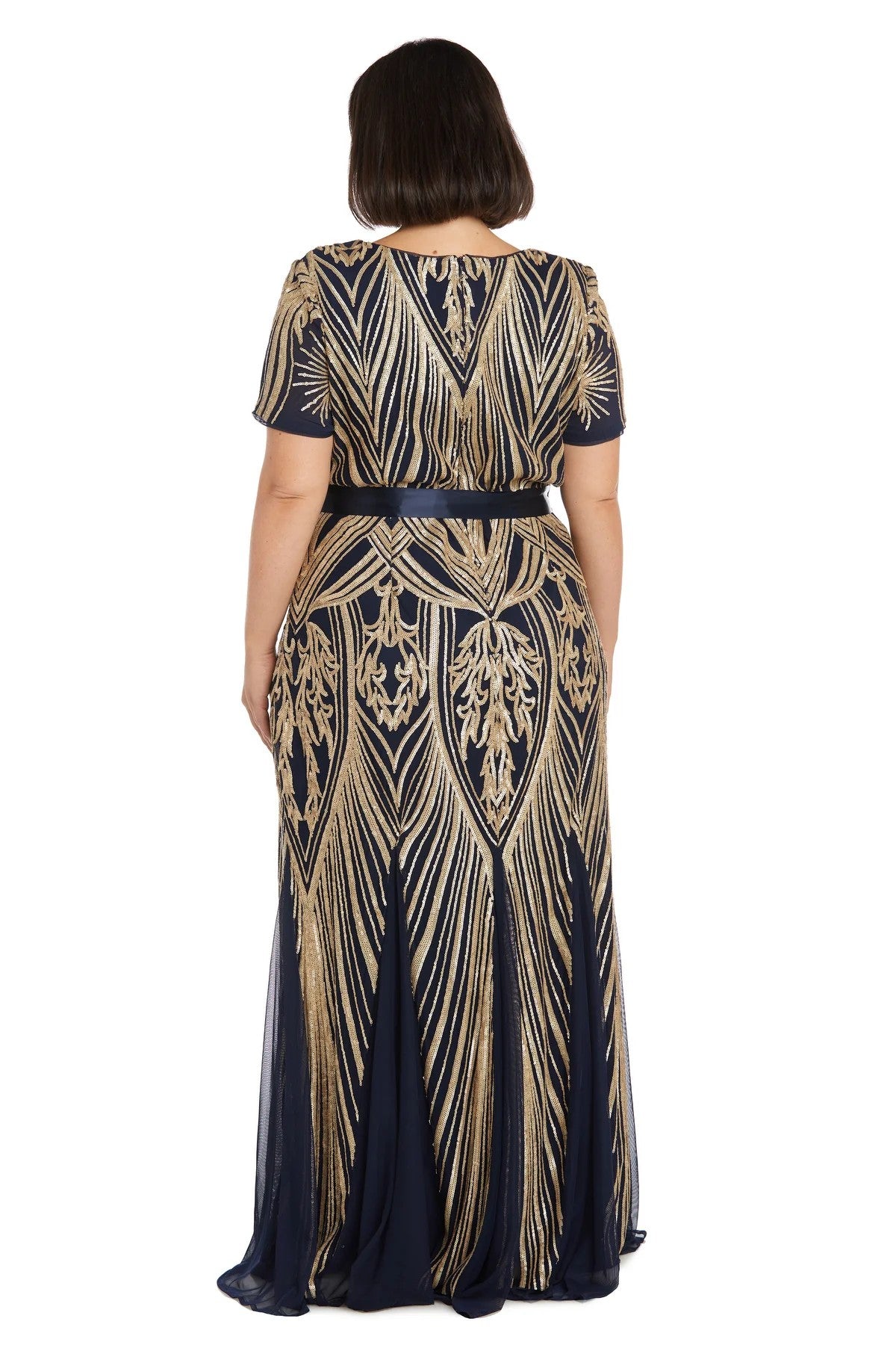 Mother of the Bride Dresses Long Plus Size Sequins Dress Navy/Gold