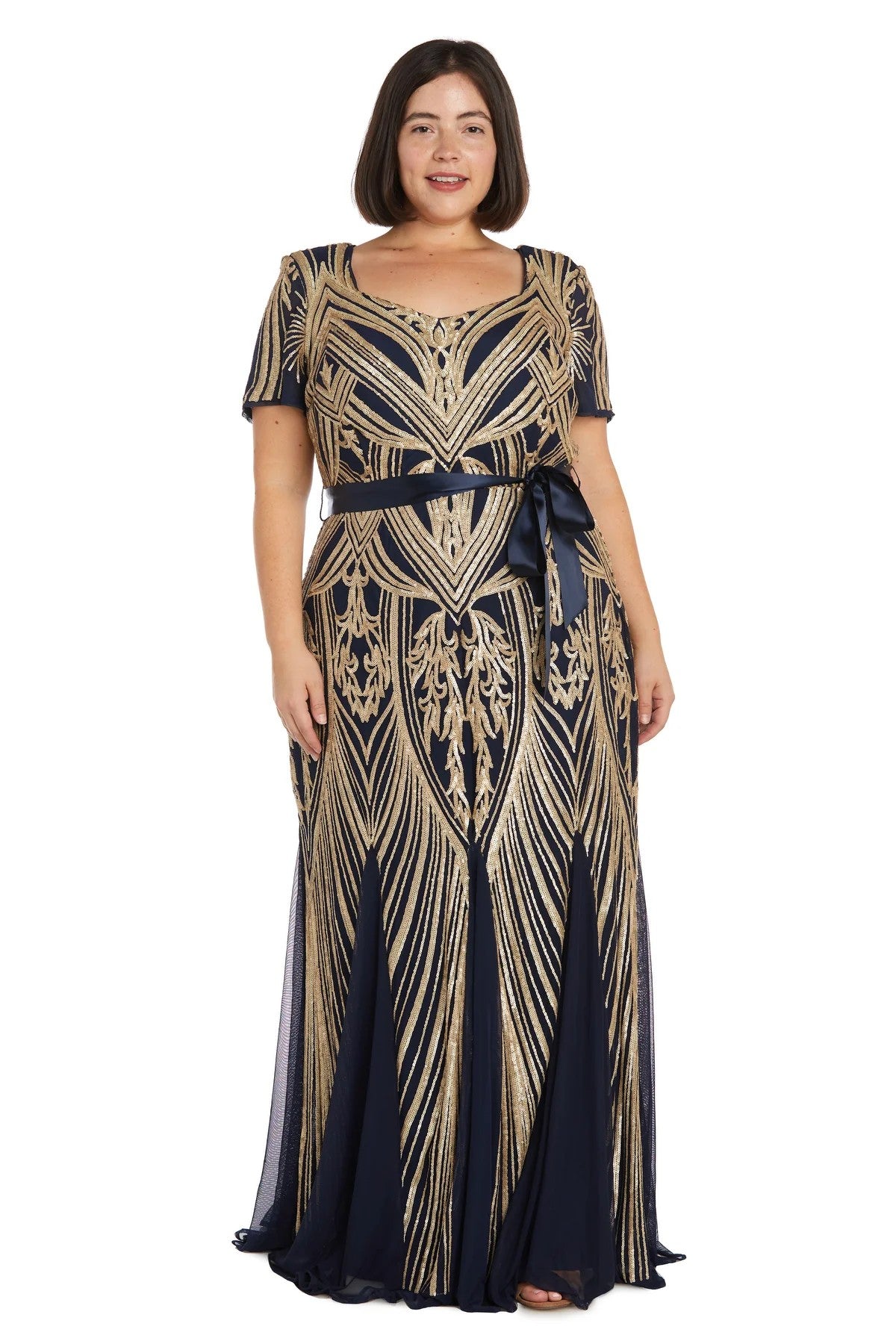 Mother of the Bride Dresses Long Plus Size Sequins Dress Navy/Gold