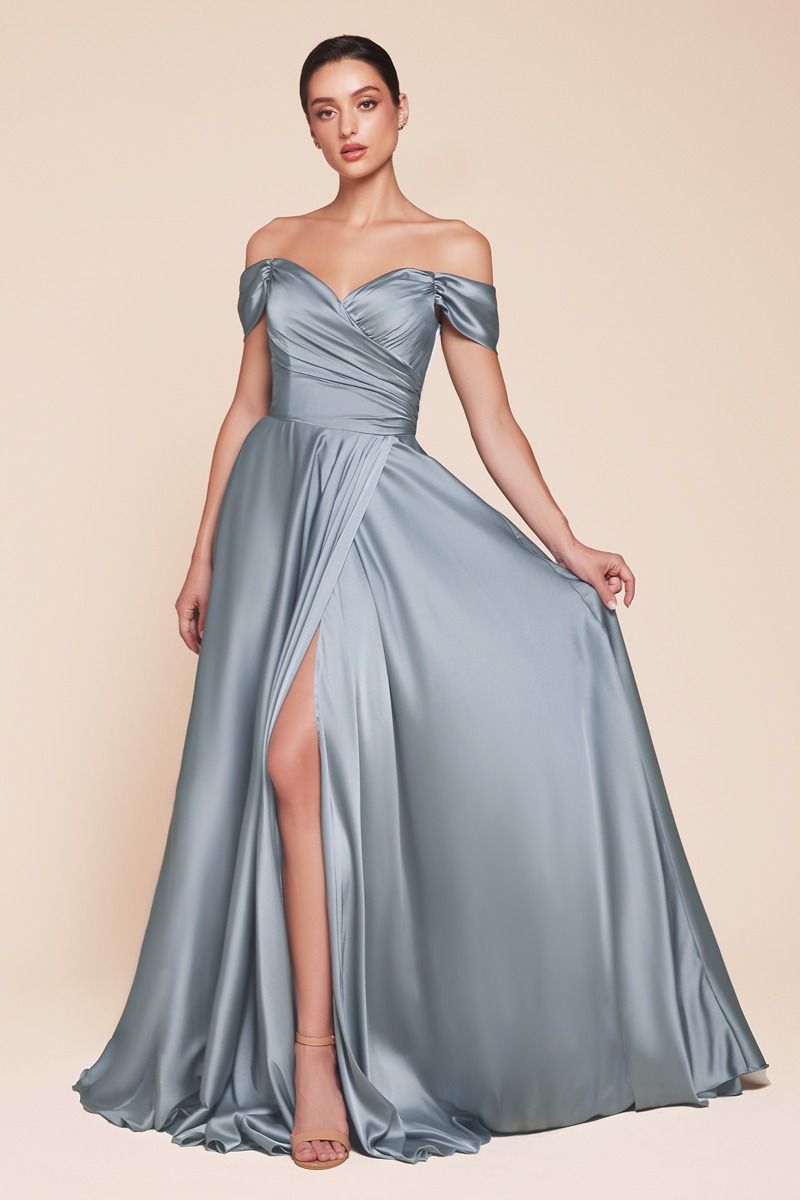 Prom Dresses Long Off Shoulder Prom Dress Dusty Blue