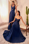 Prom Dresses Long Satin Strapless Keyhole Prom Formal Dress Navy