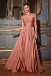 Prom Dresses Long Satin Strapless Keyhole Prom Formal Dress Rose Gold