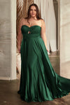 Plus Size Long Formal Strapless Satin A Line Prom Dress Hunter Green