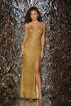 Prom Dresses Fitted Formal Long Prom Dress Gold