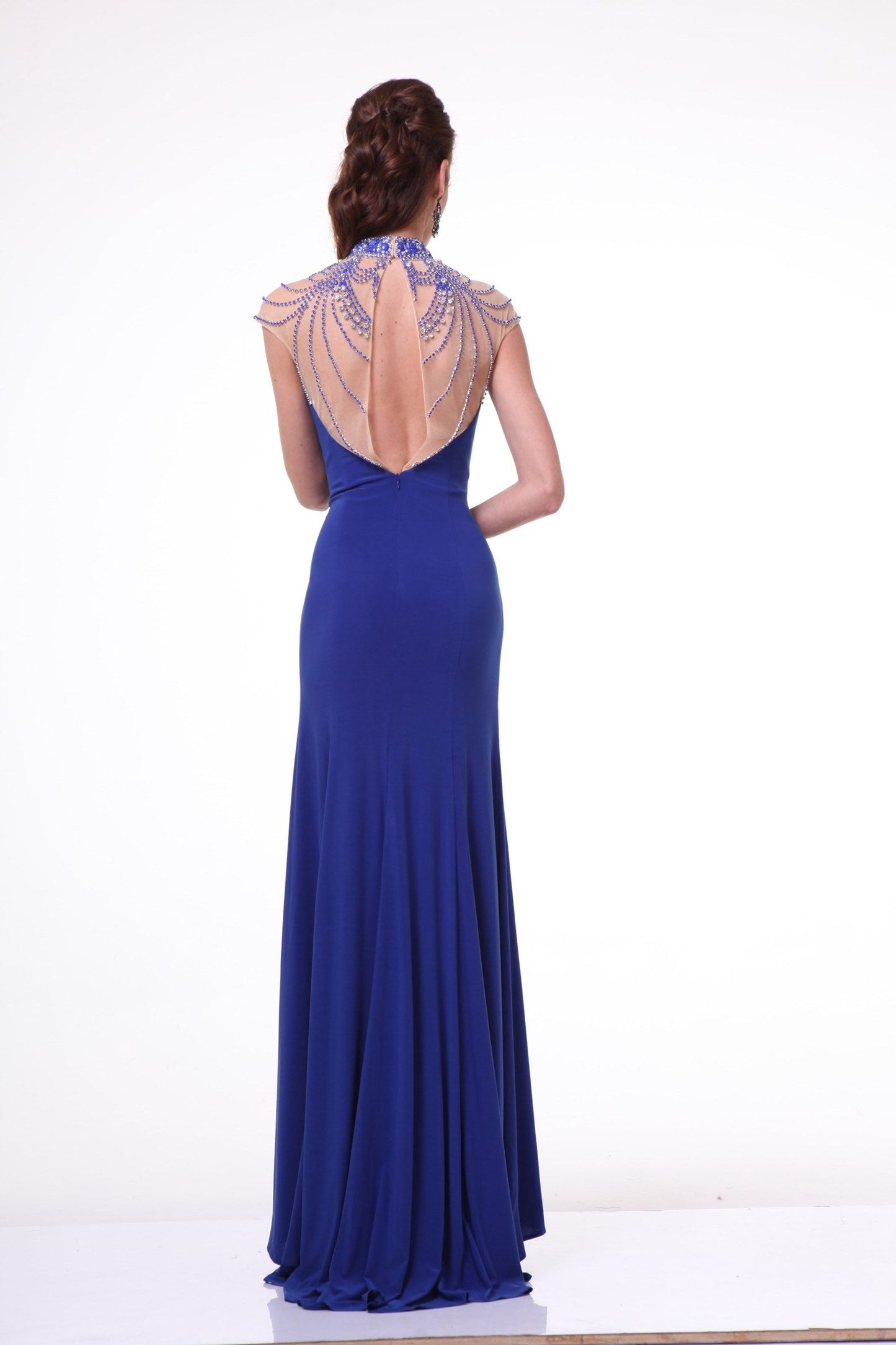 Formal Dresses Long Beaded High Neck Prom Formal Dress Royal