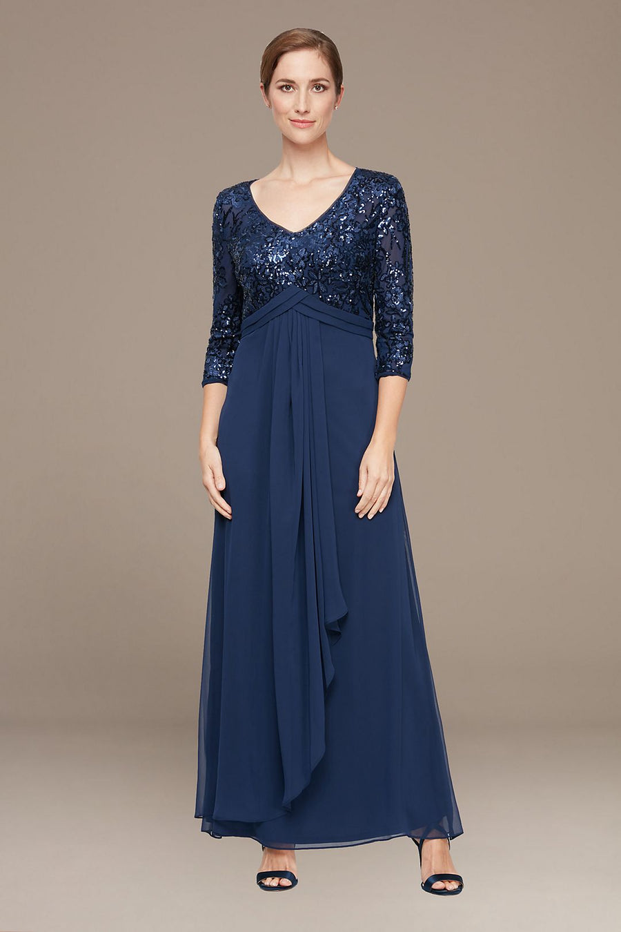 Navy 14P Alex Evenings AE8296784 Long Formal Petite Dress Sale