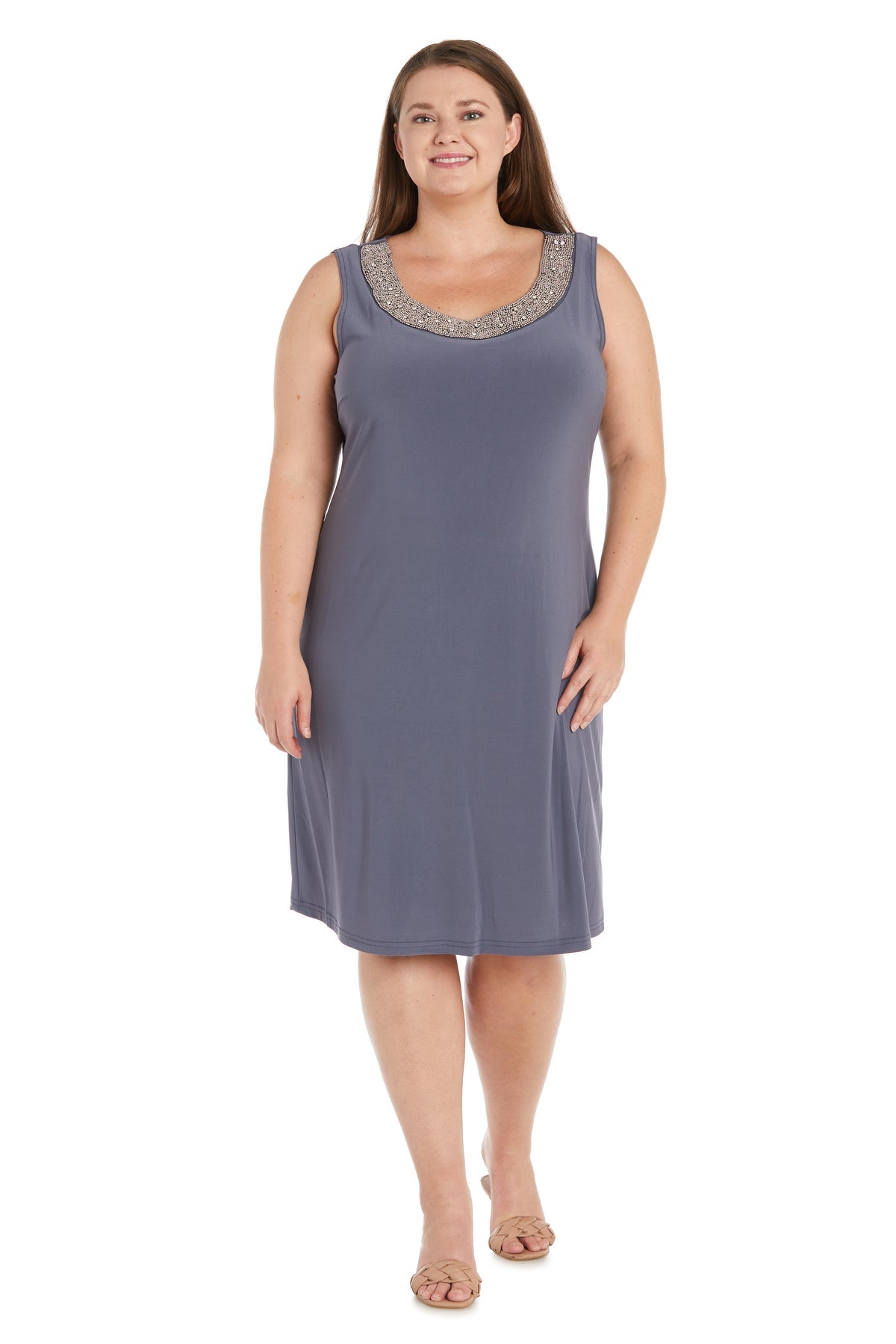 R&M Richards Short Mother of the Bride Plus Size Dress Charcoal