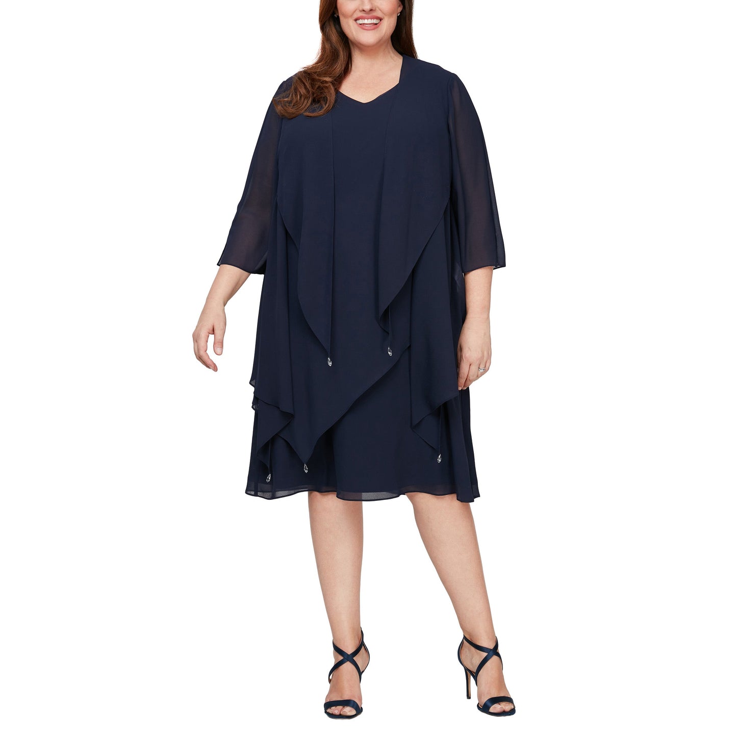 Cocktail Dresses Short Sleeveless Plus Size Jacket Dress Navy