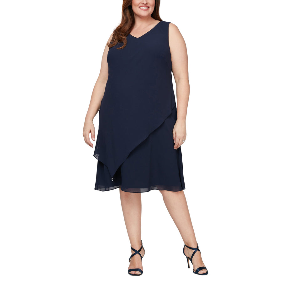 Cocktail Dresses Short Sleeveless Plus Size Jacket Dress Navy