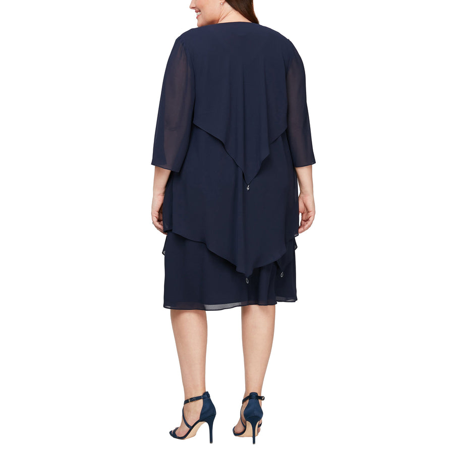 Cocktail Dresses Short Sleeveless Plus Size Jacket Dress Navy