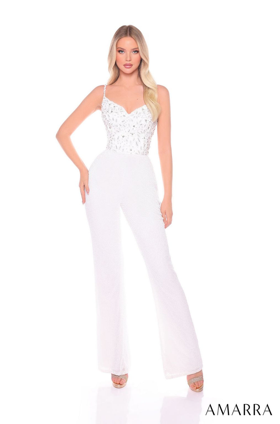 Jumpsuit Long Sequin Jumpsuit Ivory