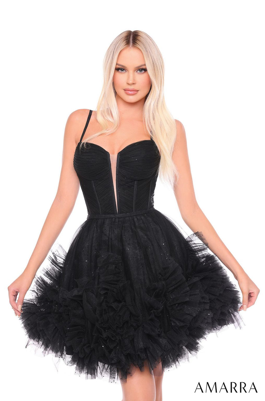 Cocktail Dresses Short Homecoming Ruffle cocktail Dress Black