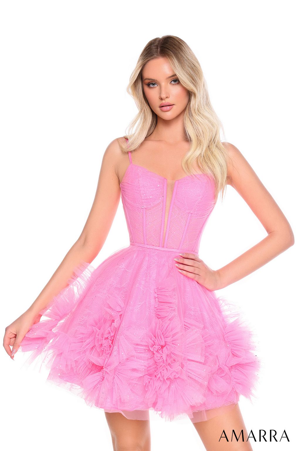 Cocktail Dresses Short Homecoming Ruffle cocktail Dress Pink