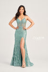 Prom Dresses Fitted Long Formal Sequin Glitter Prom Dress Sage