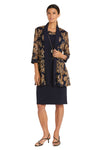 Mother of the Bride Dresses Printed Short Jacket Mother of the Bride Dress Navy/Gold