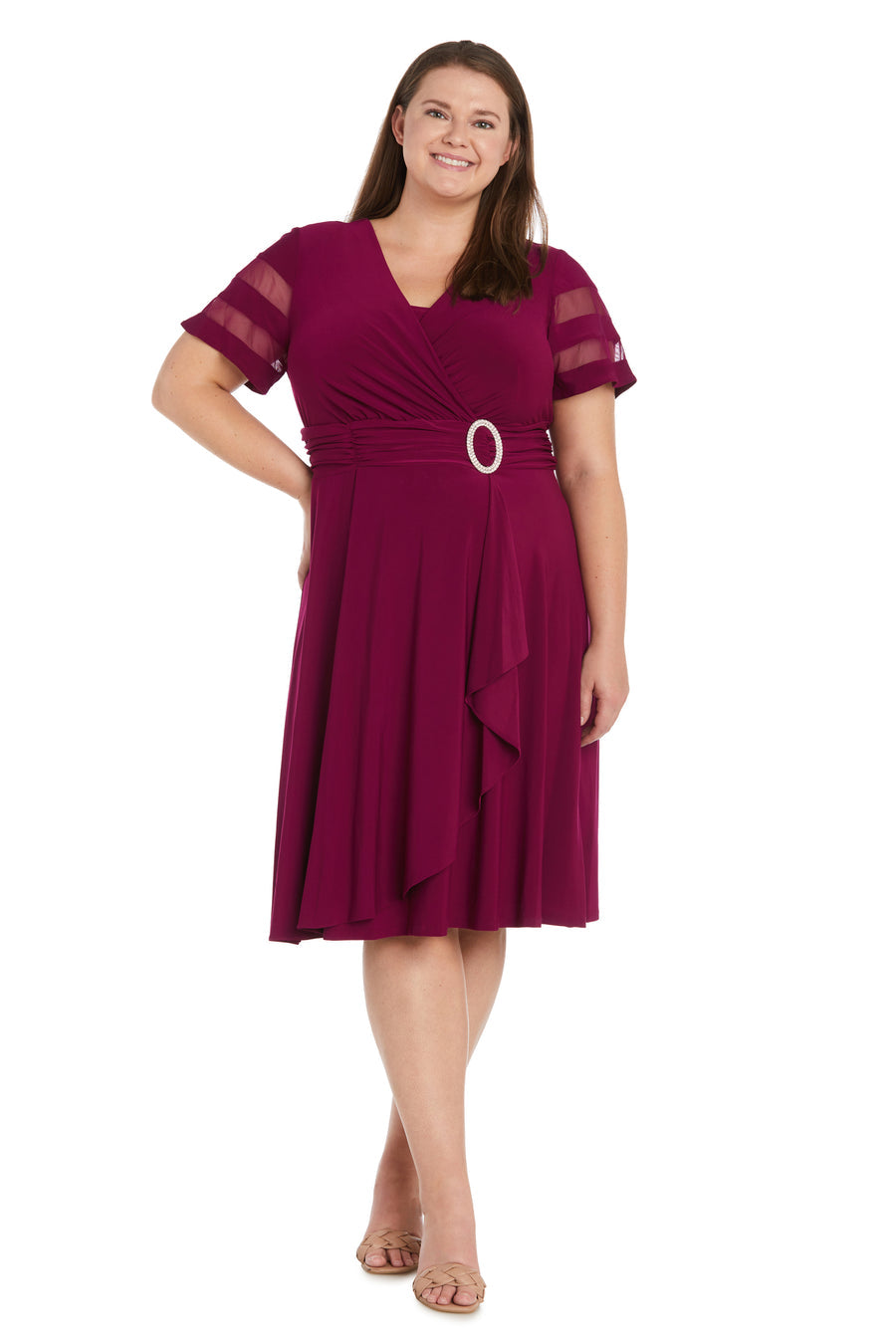 Cocktail Dresses Short Cascade Cocktail Plus Size Dress Berry