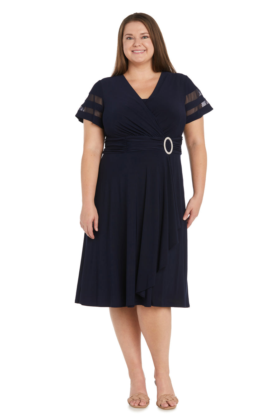 Cocktail Dresses Short Cascade Cocktail Plus Size Dress Navy