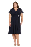 Cocktail Dresses Short Cascade Cocktail Plus Size Dress Navy