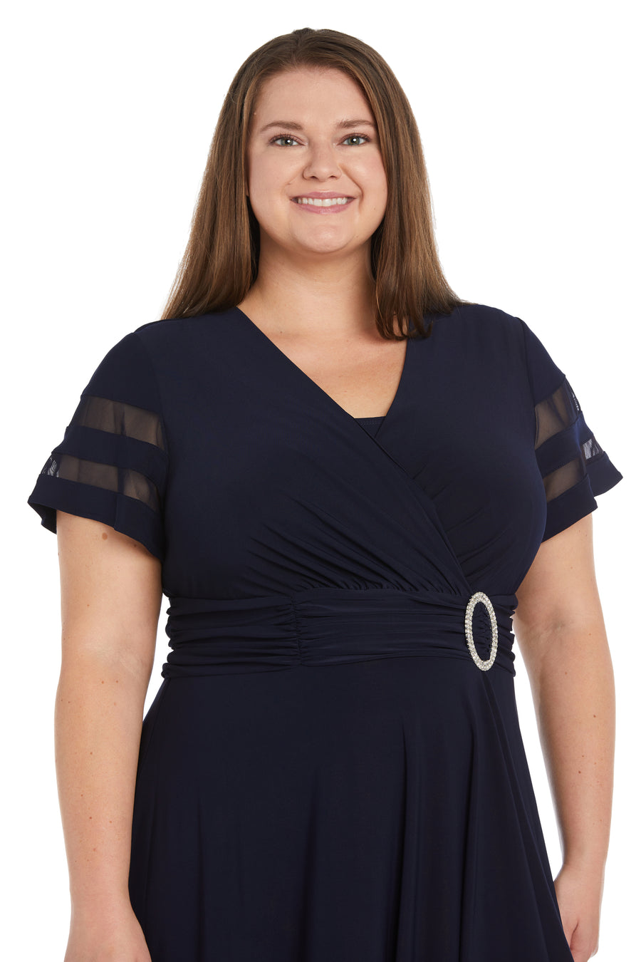 Cocktail Dresses Short Cascade Cocktail Plus Size Dress Navy