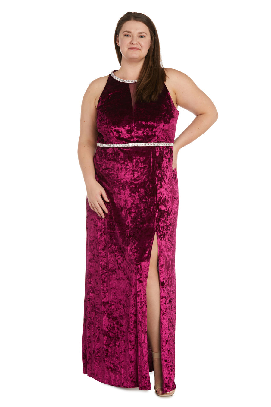 Plus Size Formal Dresses Long Crinkle Velvet Formal Plus Size  Dress Burgundy