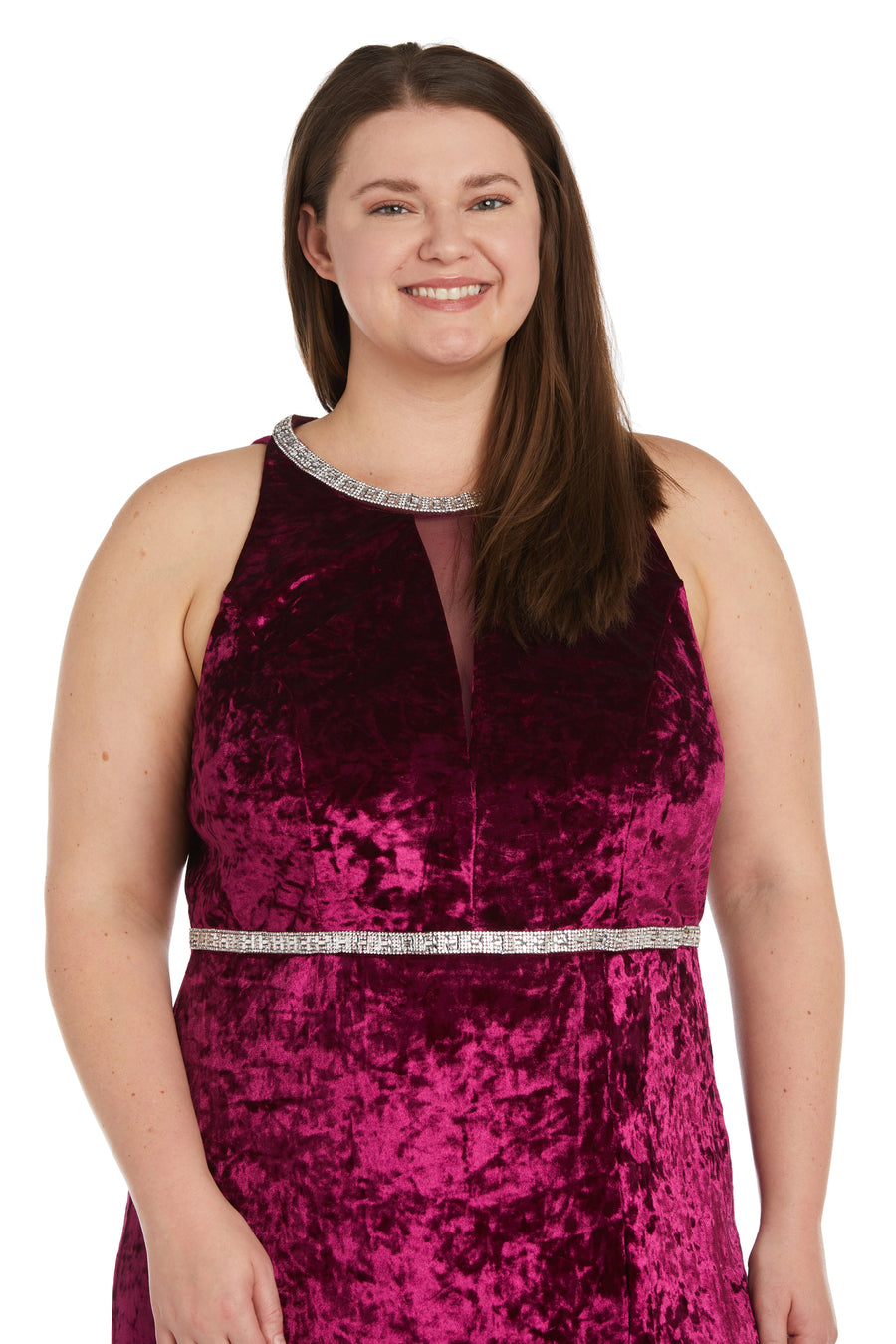 Plus Size Formal Dresses Long Crinkle Velvet Formal Plus Size  Dress Burgundy