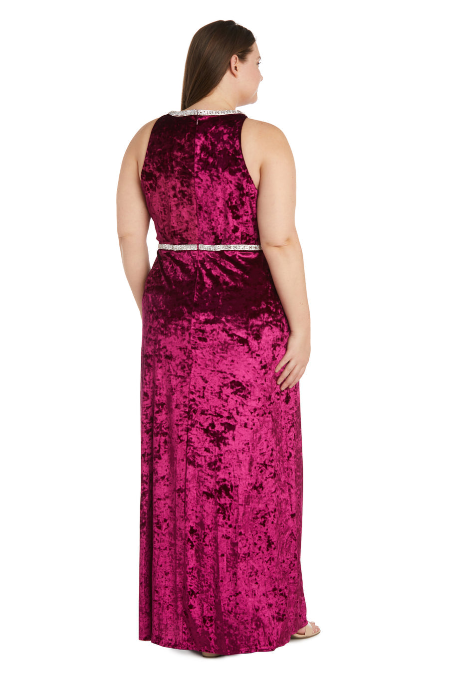 Plus Size Formal Dresses Long Crinkle Velvet Formal Plus Size  Dress Burgundy