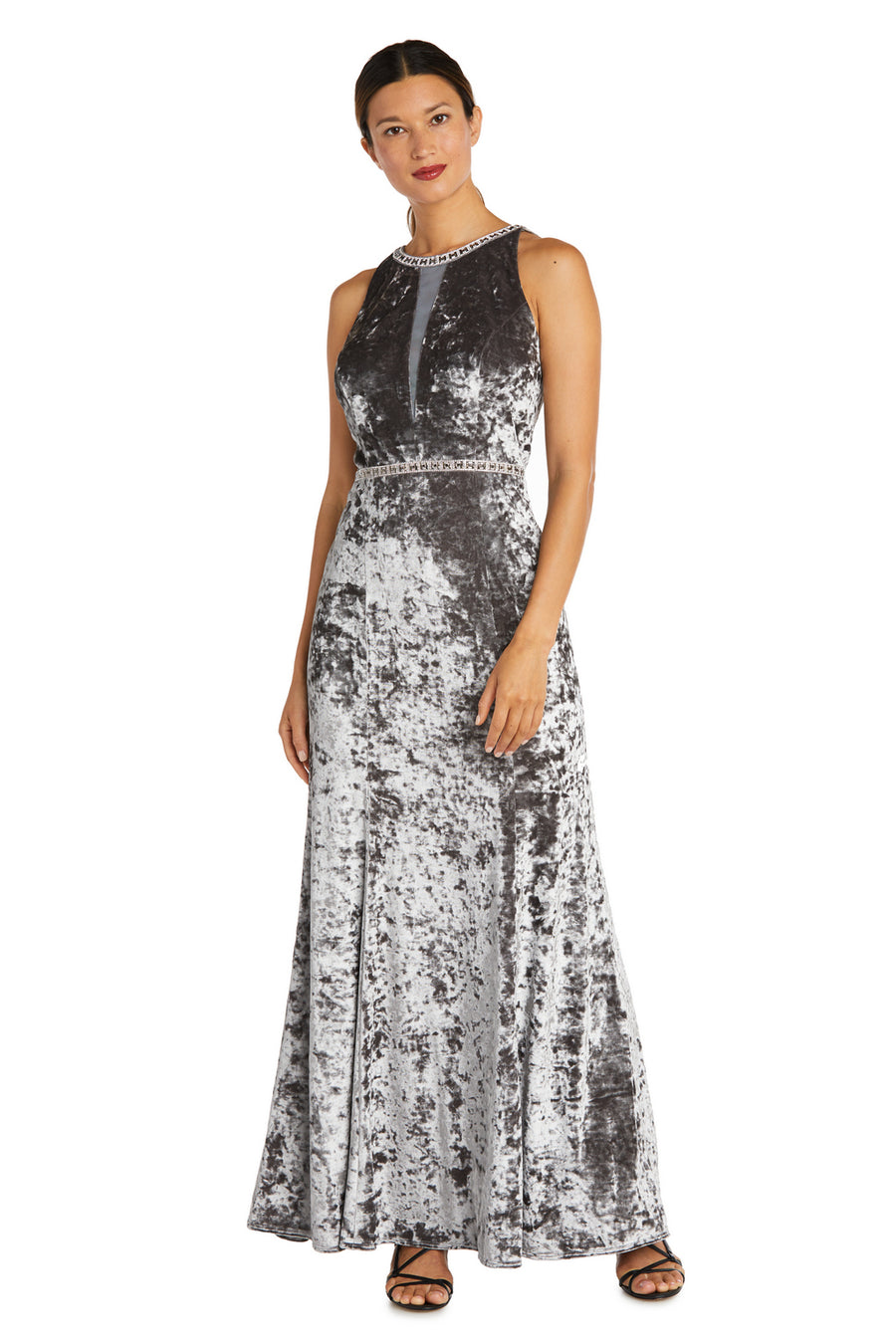 Formal Dresses Long Crinkle Velvet Formal Dress Grey