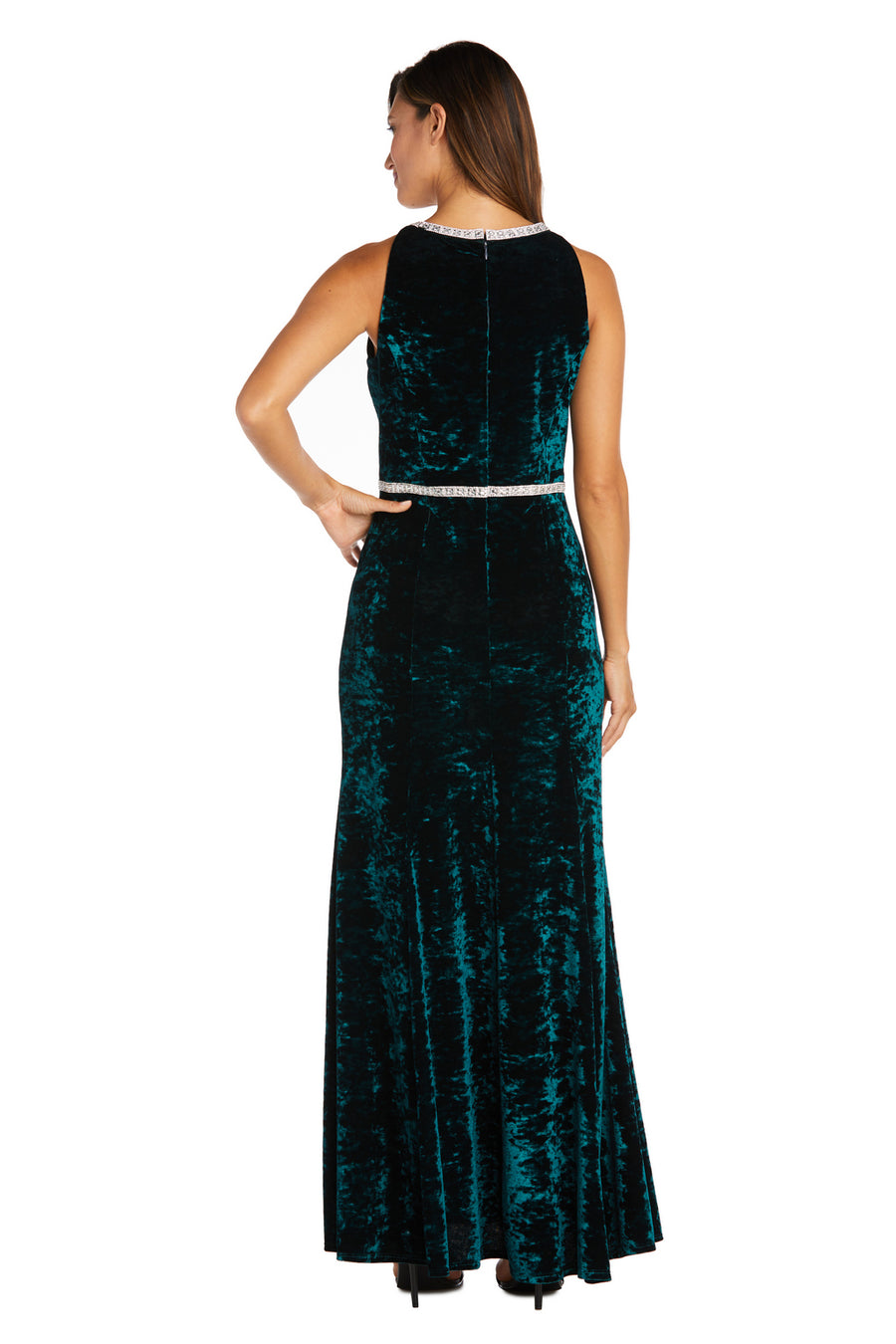 Formal Dresses Long Crinkle Velvet Formal Dress Hunter