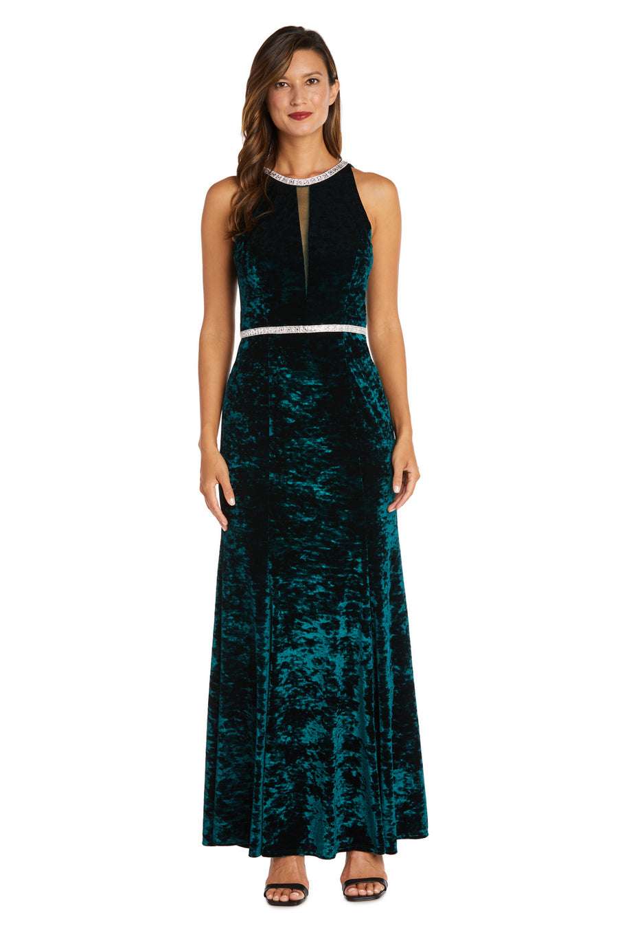 Formal Dresses Long Crinkle Velvet Formal Dress Hunter