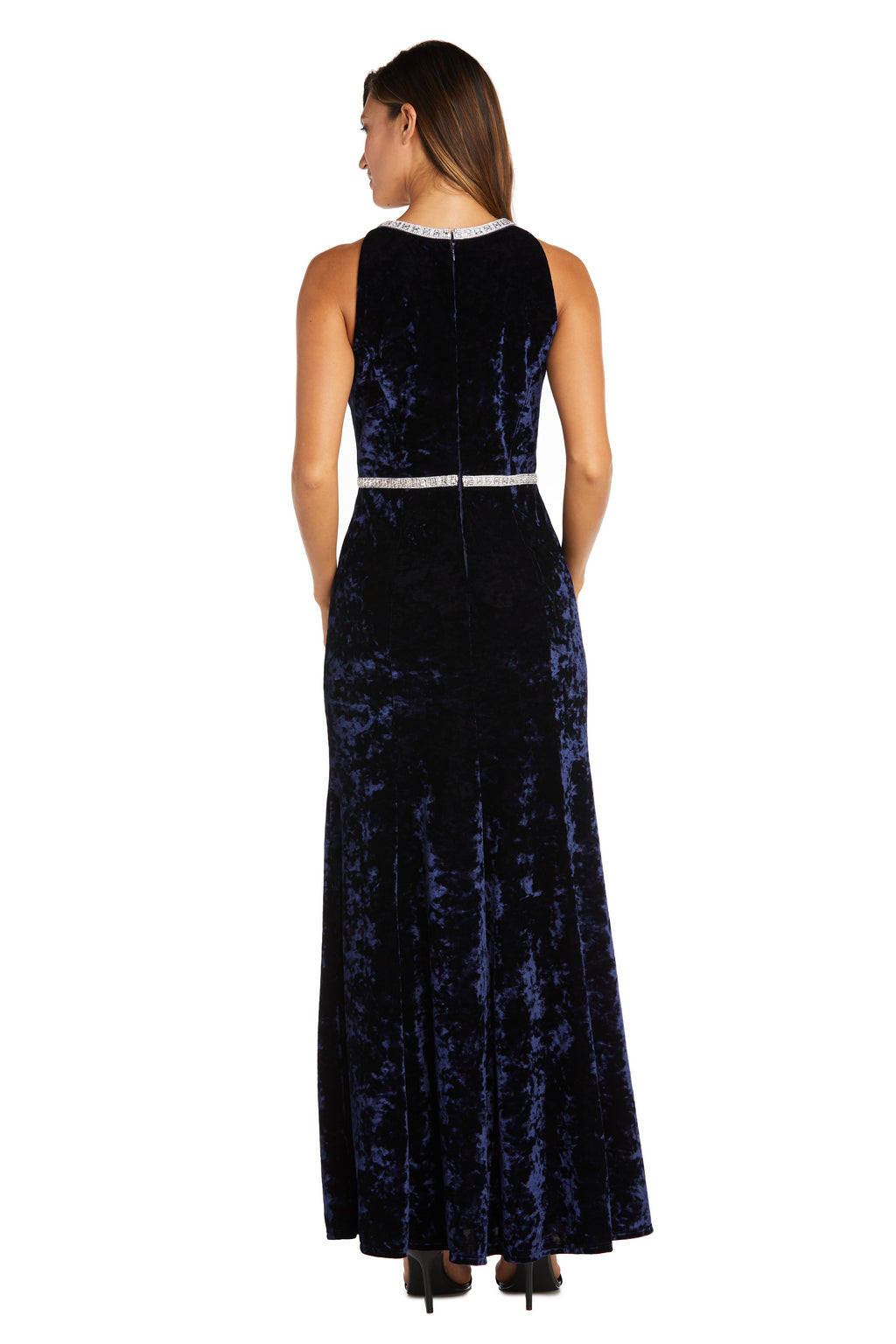 Formal Dresses Long Crinkle Velvet Formal Dress Navy