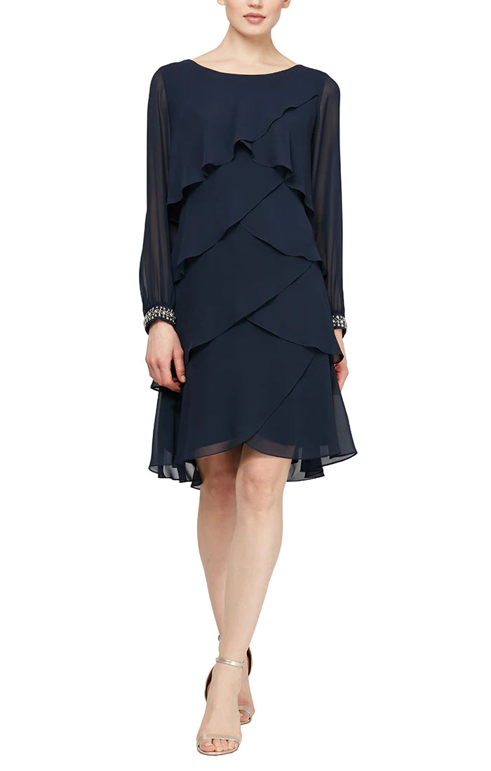 Cocktail Dresses Long Sleeve Cocktail Short Dress Deep Navy