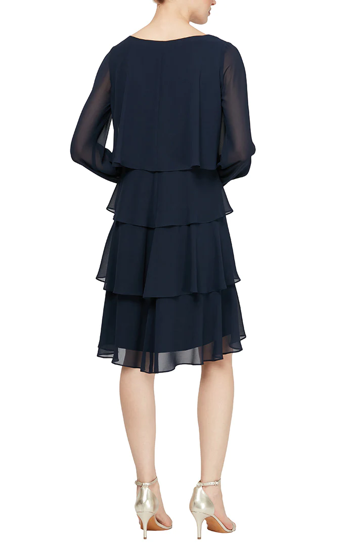 Cocktail Dresses Long Sleeve Cocktail Short Dress Deep Navy