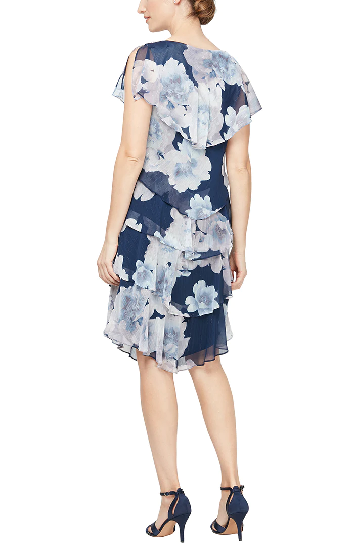 Cocktail Dresses Floral Short Cocktail Dress Navy