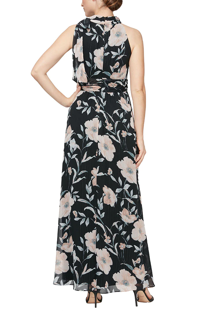 Black Multi SL Fashions 9171875 Formal Floral Long Dress for $129.0 ...