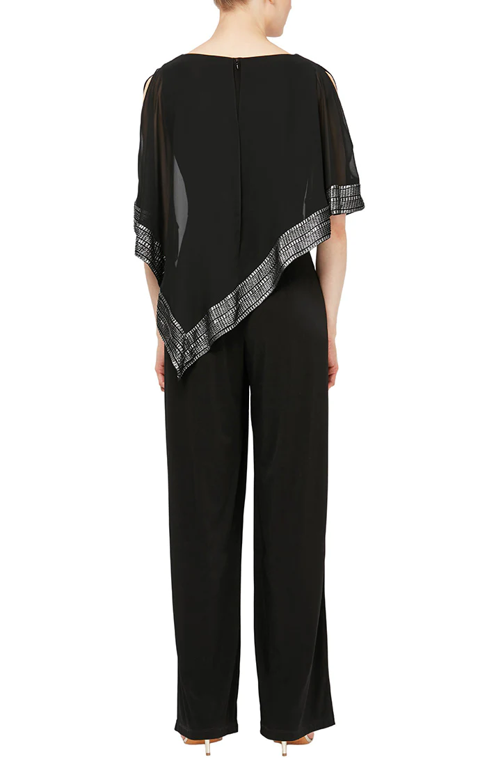 Jumpsuit Asymmetrical Cape Jumpsuit Black