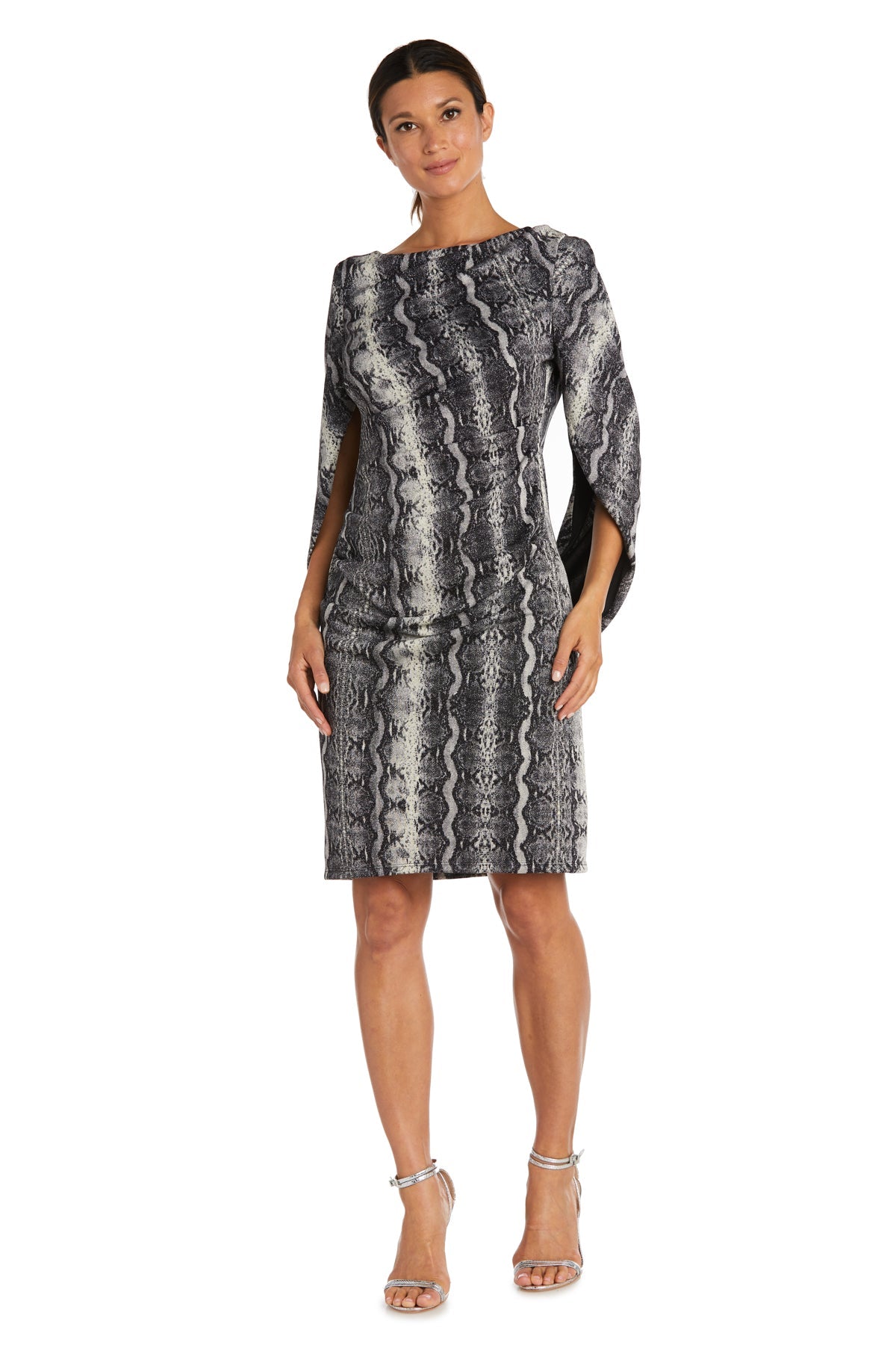 Cocktail Dresses A Line Short Drape Cocktail Plus Size Dress Grey/Black