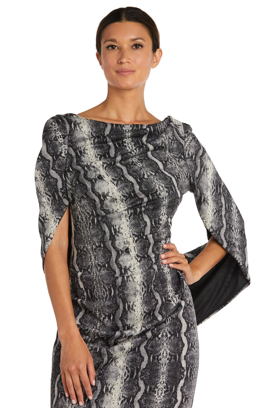 Cocktail Dresses A Line Short Drape Cocktail Plus Size Dress Grey/Black