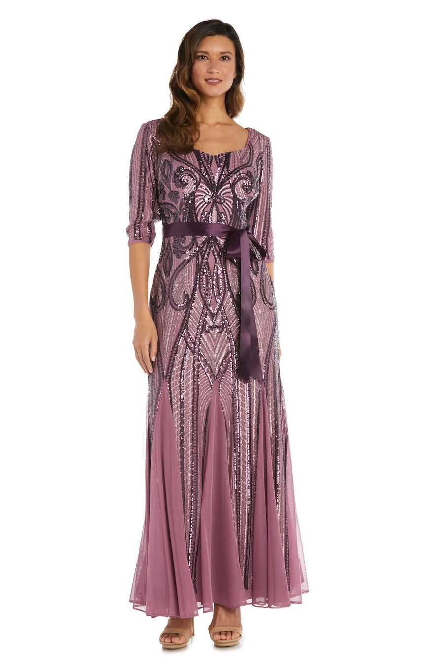 Mother of the Bride Dresses Long Formal Sequined Petite Dress Rose