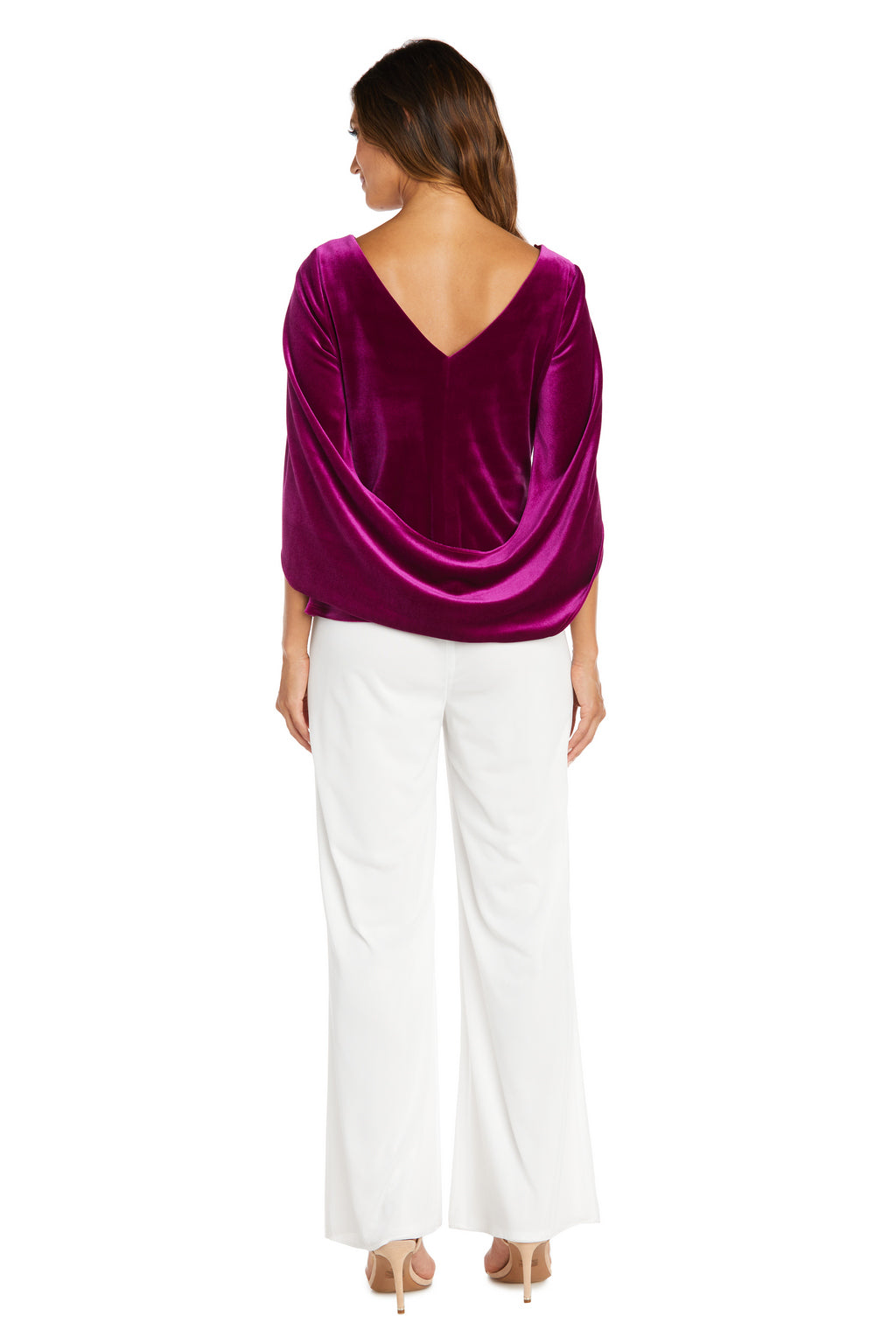 Top Velvet Top with Drape Sleeves Fuchsia