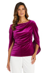 Top Velvet Top with Drape Sleeves Fuchsia