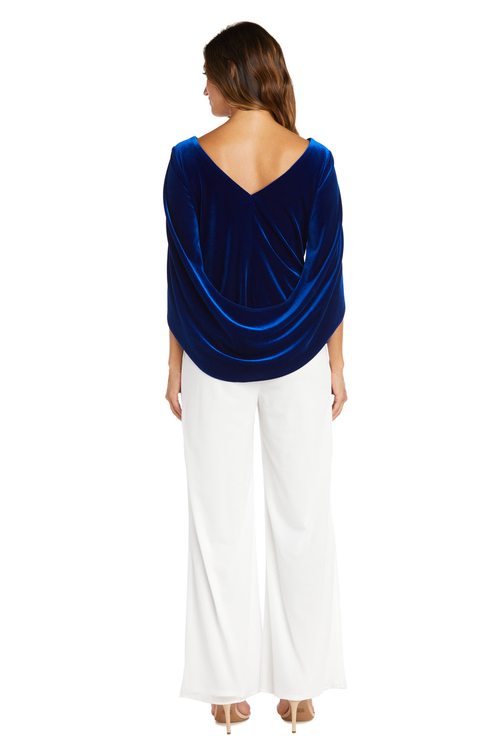 Top Velvet Top with Drape Sleeves Royal