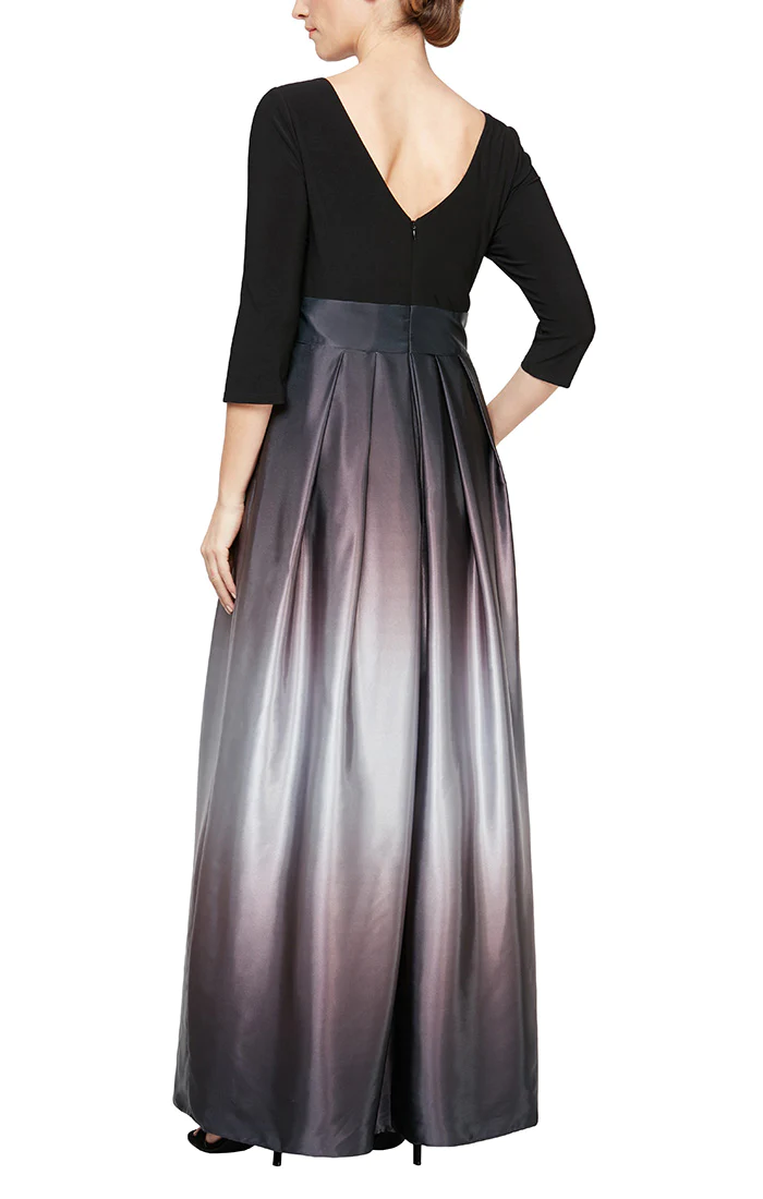 Formal Dresses Petite Ombre Satin Long Ballgown Black Silver