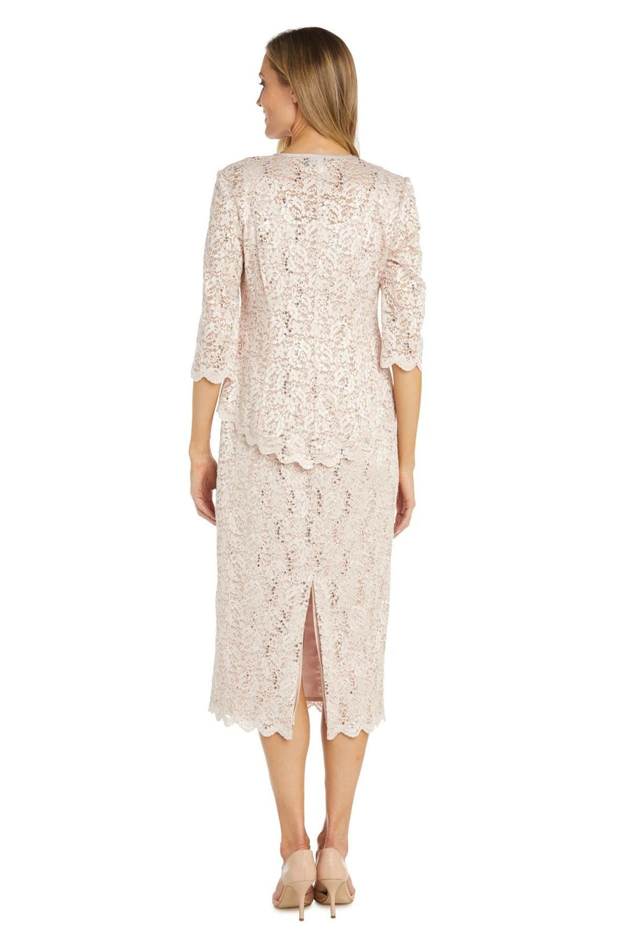 Mother of the Bride Dresses Mother of the Bride Lace Jacket Midi Dress Blush