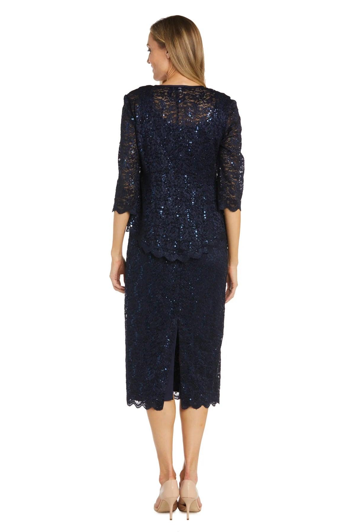 Mother of the Bride Dresses Mother of the Bride Lace Jacket Midi Dress Navy