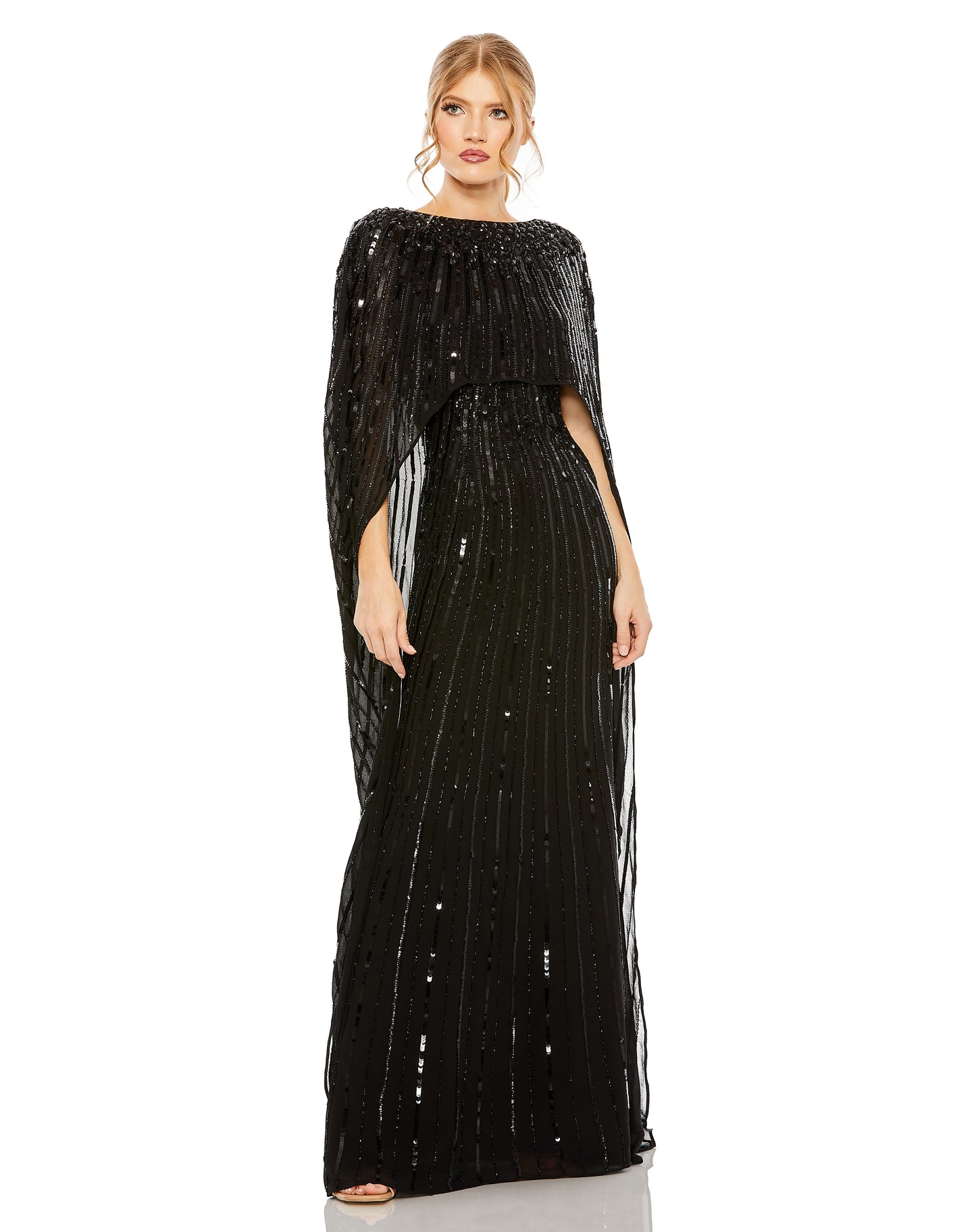 Mac Duggal 93869 Long Cape Sleeve Formal Dress